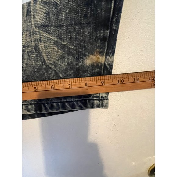 Staple Pigeon Jean Shorts Mens 40 Distressed Patches Blue Hand Sanding NEW - Picture 6 of 12